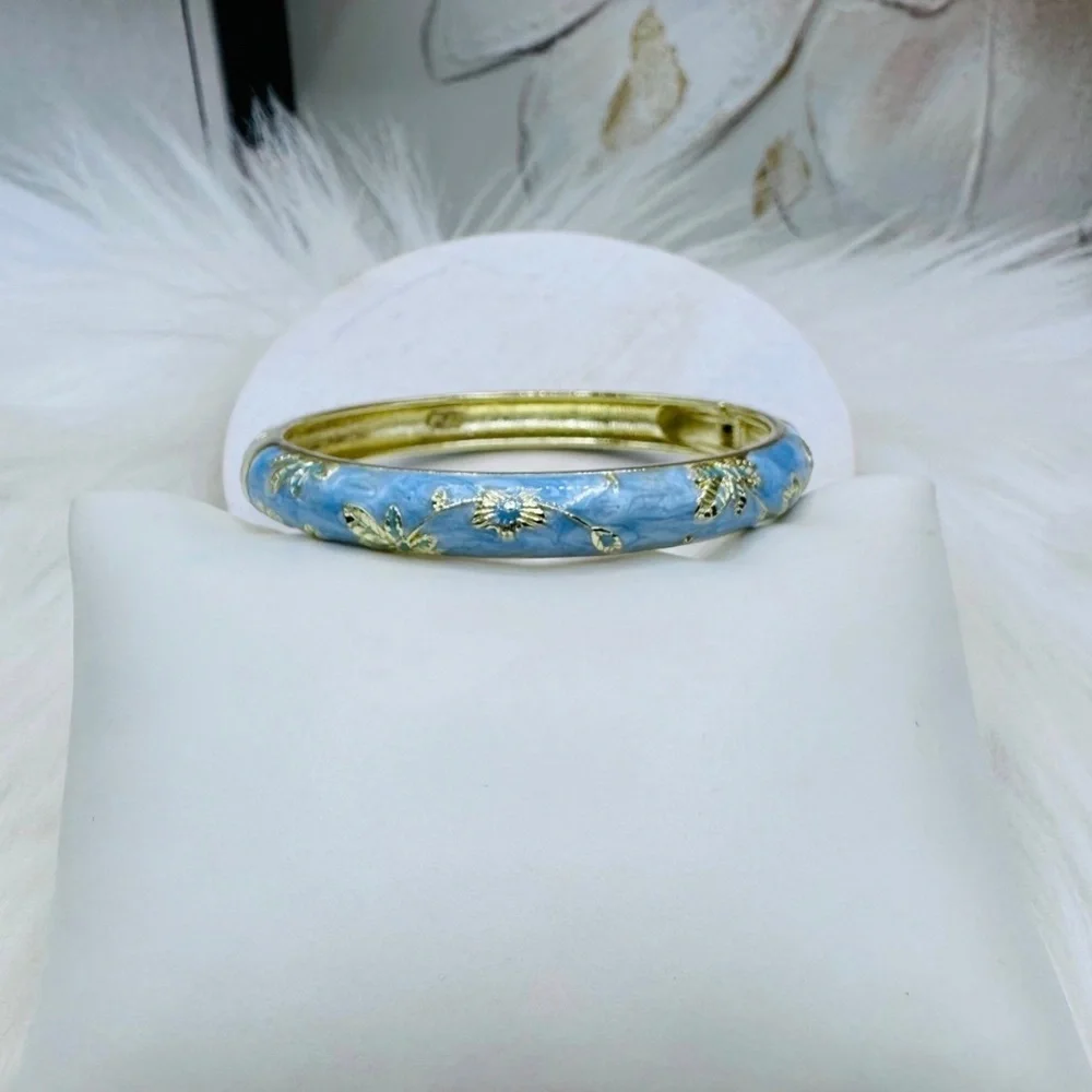 BOGO Free Flower Enamel Cloisonne Bracelet Bangle Set 1